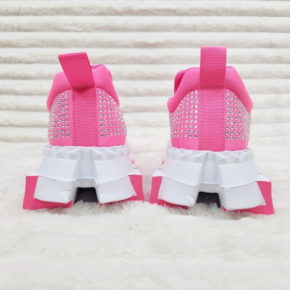 Presto Light Weight Slip on Pretty Pink Rhinestone Sneakers - Running Shoes - Picture 6 of 14